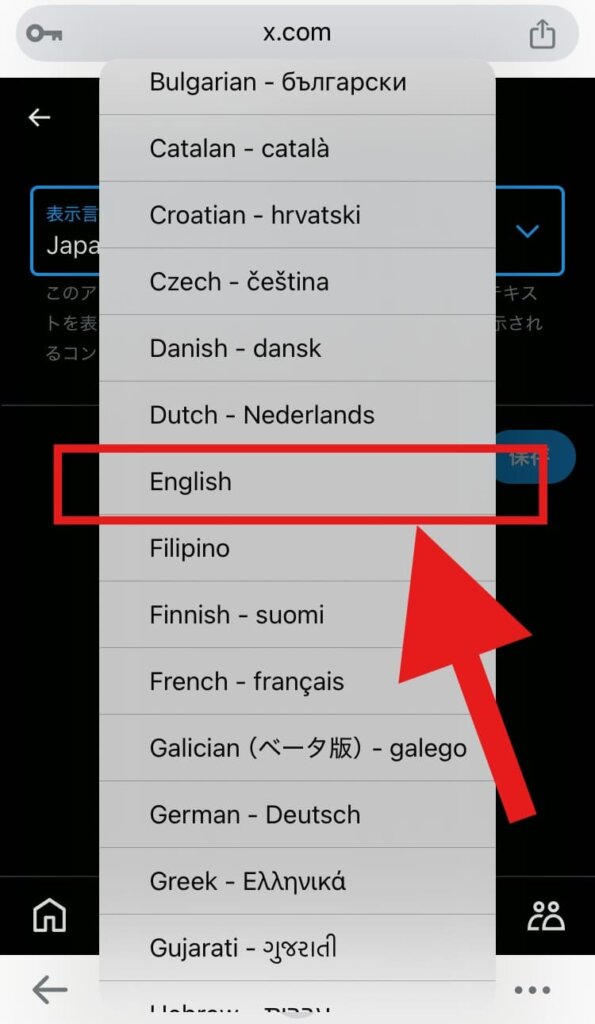 X(Twitter)　表示言語