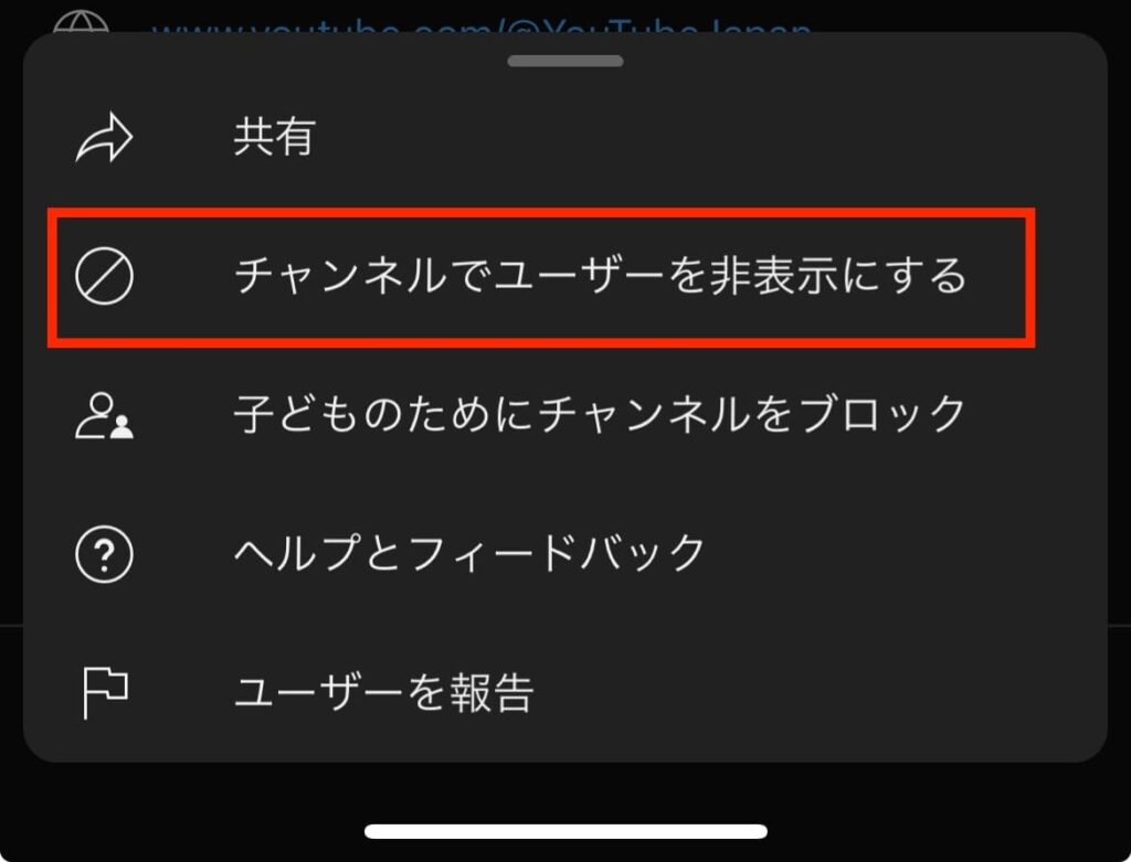 YouTube　チャンネル　ブロック　表示　非表示にする