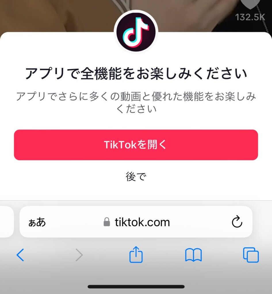 TikTok ブラウザ版スマホ画面