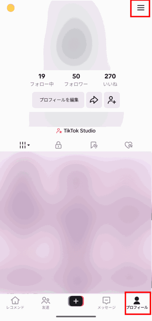 TikTokプロフィール画面