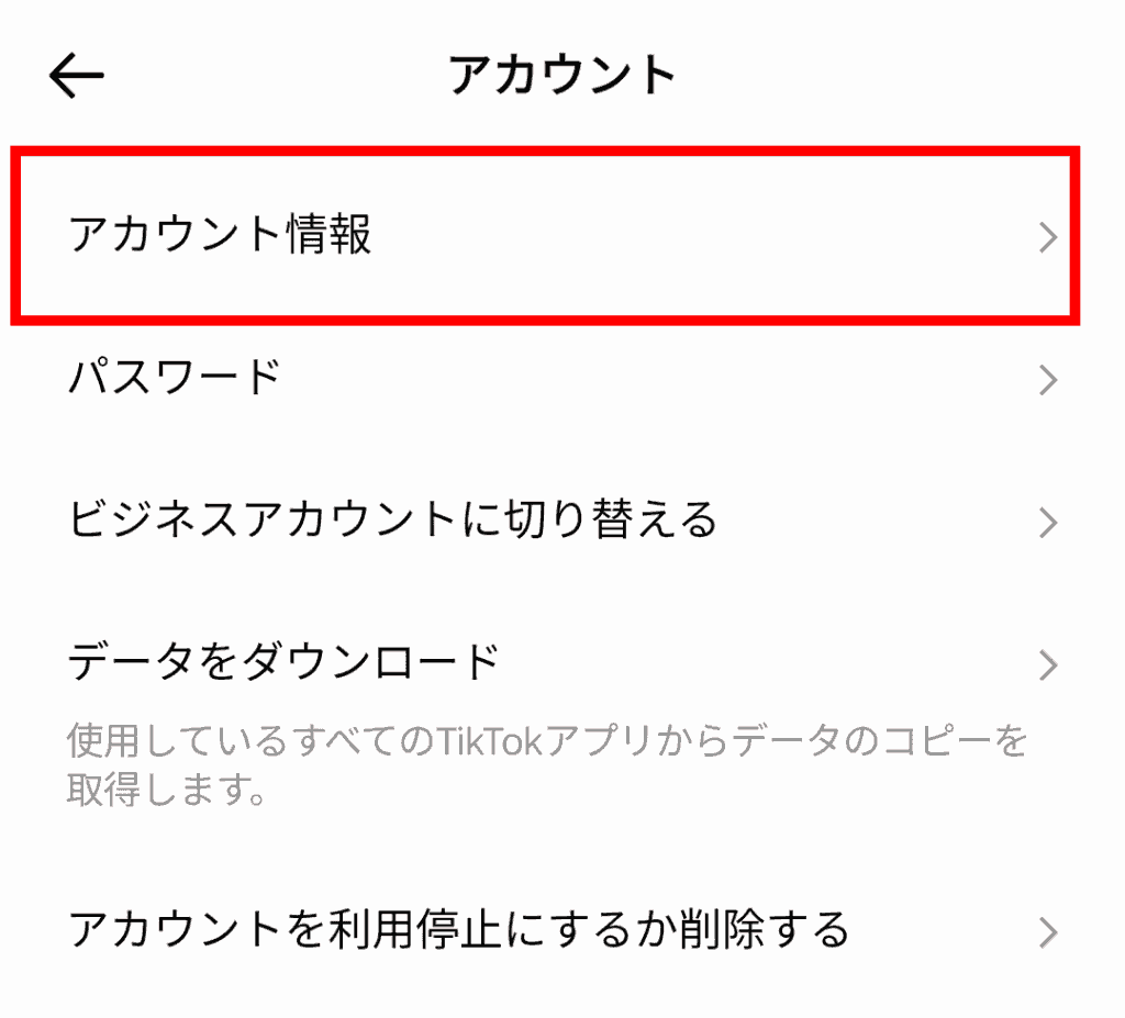 TikTok　アカウント情報